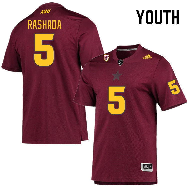 Youth #5 Jaden Rashada Arizona State Sun Devils College Football Jerseys Stitched Sale-Maroon